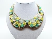 £13.00 - Yellow and Green Flower Sequin Embellished Peter Pan Collar Necklace 