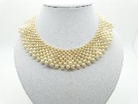 £12.00 - Vintage 50s Pretty and Feminined Faux Pearl Bead Wide Collar Necklace 40cms 