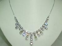 £33.60 - Vintage 30s Paste Diamante Graduating Drop Necklace on Silver Chain