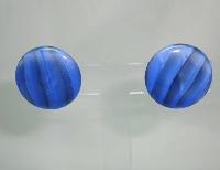 £19.20 - Vintage 40s Retro Semi Precious Blue Agate Button Clip On Earrings