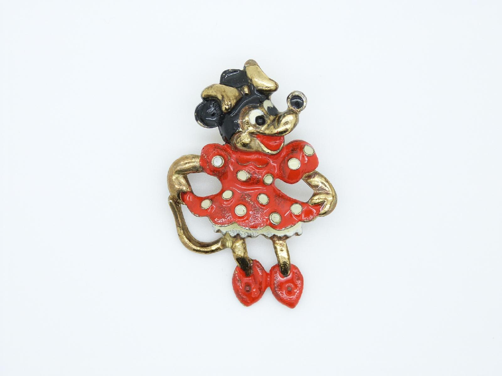 £12.00 - Vintage 80s Walt Disney Minnie Mouse Enamel Brooch Super Cute! 